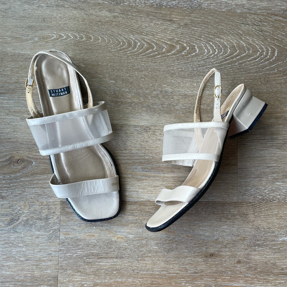 Stuart Weitzman Chunky Square-Toe Slingbacks - image 1